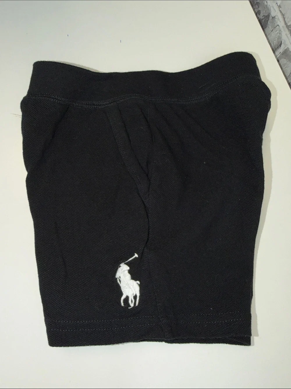 Ralph Lauren Black Pique Polo Shorts with White Pony